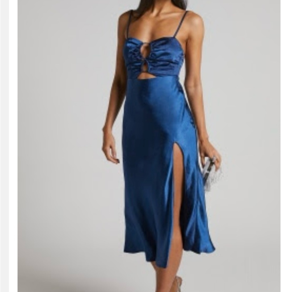 SHOWPO, NEW WITH TAGS midi satin dress
